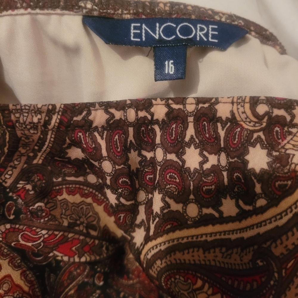 Encore Vintage 90's Brown and Red Paisley A-Line Skirt Size 16 - Picture 3 of 3